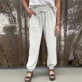thumbnail image 2 of Mujeres Casual Color Sólido Bolsillos Vendaje Cintura Elástica Cómodos Pantalones Harén Odeerbi ODB-6, 2 of 5