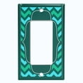 thumbnail image 5 of Metal Light Switch Plate Outlet Cover Vintage Teal Chevron Frame Wallpaper WAL042, 5 of 13