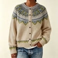thumbnail image 2 of Edvintorg Cardigan for Women Plus Size Fashion Long Sleeve Casual Knit Top Fair Isle Crew Neck Loose Open Front Blouse Woman Clothes Green S-3XL, 2 of 6