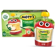 Mott's No Sugar Added Applesauce, 3.2 oz, 12 Count Clear Pouches