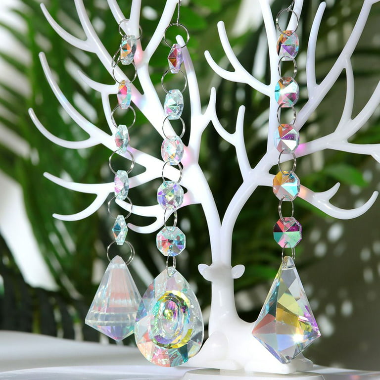 SJENERT 7 PCS Window Hanging Crystal Suncatcher Beads Chain Sphere  Chandelier Lamps Light Pendant Curtain Wedding Decoration Gift(Multicolor)  