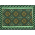 thumbnail image 1 of Ahgly Company Machine Washable Indoor Rectangle Oriental Turquoise Blue Traditional Area Rugs, 7' x 10', 1 of 4