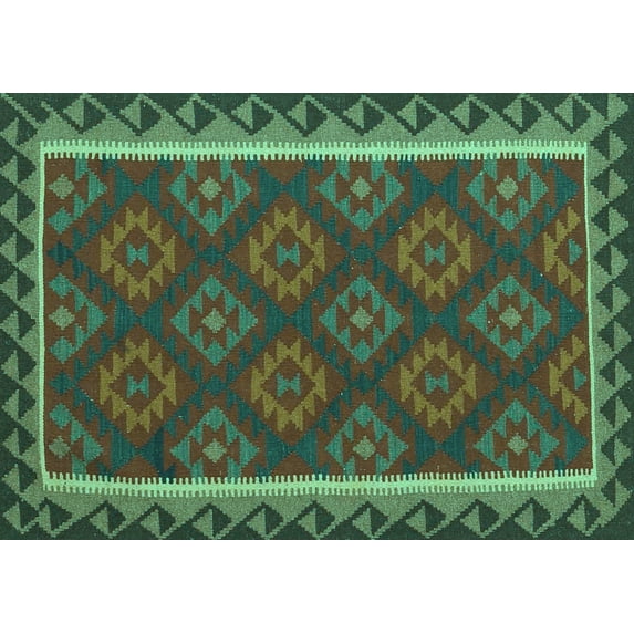 Ahgly Company Machine Washable Indoor Rectangle Oriental Turquoise Blue Traditional Area Rugs, 7' x 10'