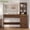 Brown, variant on Plonmago Fluted Vanity Desk with Large Mirror and Lights, 47.4" Makeup Vanity with 7 Drawers and Glass Cabinet,32.7" Mirror Vanity Table with Charging Station & Storage Shelves, Brown