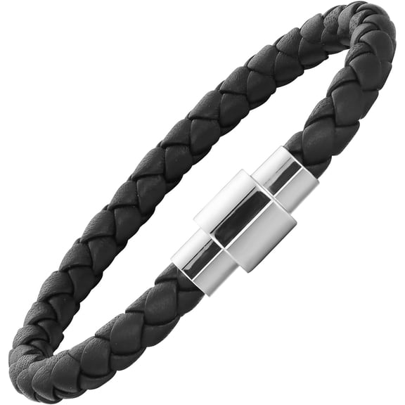 Leather Bracelet for Men Women Jewelry Gifts for Him Men's Cuff Bangle Bracelets with Stainless Steel Magnetic Clasp Handmade Gift for Men