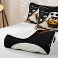 thumbnail image 4 of Homewish Halloween Ghost Bed Spread Queen, Spooky Animal Daisy Queen Coverlet Set, Dark Brown White Orange, 3pcs 1 Bedspread and 2 Pillowcases, 4 of 7