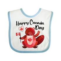 Inktastic Happy Canada Day Cute Red Beaver with Canadian Flag Boys or Girls Baby Bib