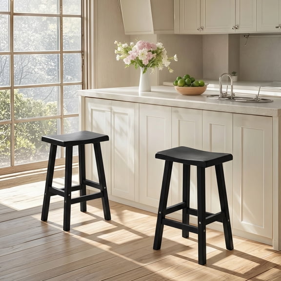MINDYES 24" Outdoor Bar Stools Set of 2, Resin Bar Chairs with Footrest, Waterproof Barstools for Kitchen Counter Balcony Patio