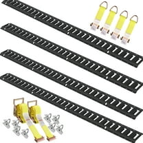 KFFKFF E-Track Cargo Securement Kit, 18-Piece Set with 5-Foot Steel Rails (4), O-Ring Anchors (8), D-Ring Tie-Offs (4), and Ratchet Straps (2) for Motorcycles and Bikes, 2000 lbs Capacity