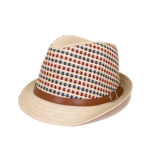 Multicolor Cowboy Cowgirl Fedora Straw Hat w/ Leather Band