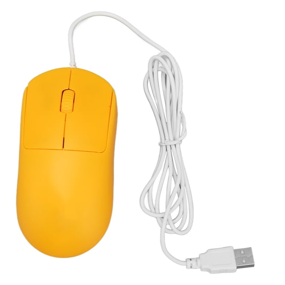 Falleo Clearance Wired Mouse Optical 1200DPI USB Port Ergonomic Design Plug and Play Computer Mouse for Laptops Desktop PC Yellow