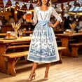 thumbnail image 4 of BRGZLK Women's German Dirndl Dress Trendy Novel Oktoberfest Costume Square Neck Lace Trim Bavarian Beer Carnival Halloween Outfit Light Blue A 2XL, 4 of 6