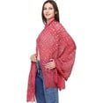 thumbnail image 2 of Indian Dupatta with Tie-Dye Print, Silk Bandhani Stole, 2 of 6