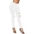 thumbnail image 2 of Jeans Skinny Déchirés Taille Mi-Haute pour Femmes Blanc Petit, 2 of 5