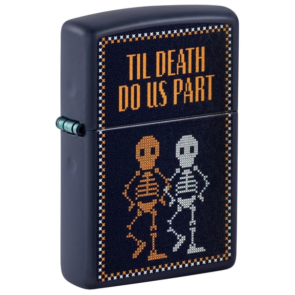 Zippo Til Death Do Us Part Design Navy Matte Pocket Lighter