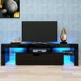 thumbnail image 3 of Hommoo TV Stand Cabinet for Living Room up to 70 Inch TV, Entertainment Center with 16 Color LED Light, TV Stand High Gloss TV Console Table for Living Room, Black, 3 of 9