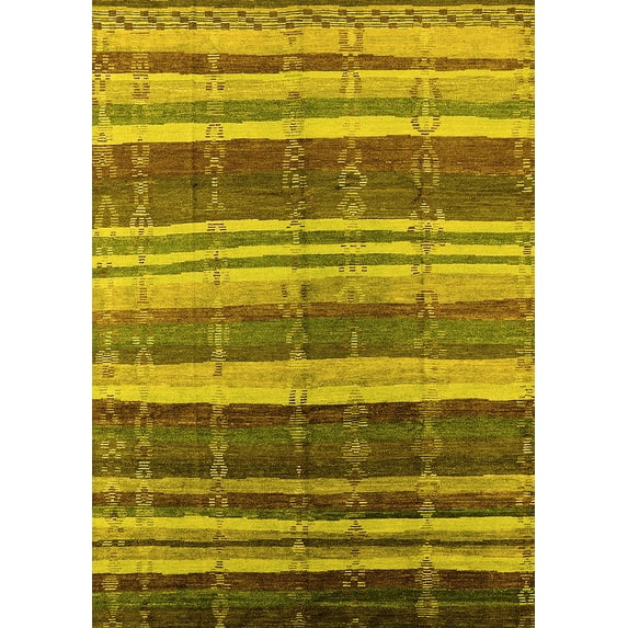 Ahgly Company Indoor Rectangle Solid Yellow Modern Area Rugs, 8' x 12'