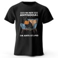 thumbnail image 2 of Men's I Am Not Anti Social Printed T-Shirt 100% Cotton Oversized Funny Cat Graphic Tees for Men Women Summer Tops, 2 of 9