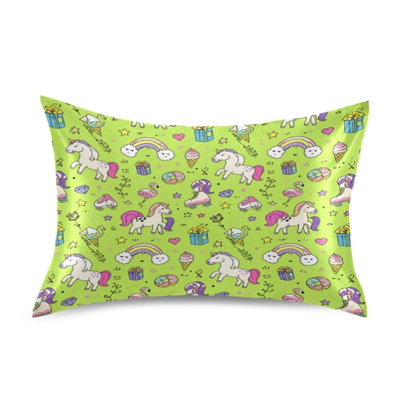 Satin Pillow Case Envelope Pillow Covers Standard Size Soft Pillow Cases for Bedroom, Rainbow Printed