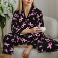 thumbnail image 6 of Yiaed Breast Cancer Awareness Print Pajamas Women's Long Sleeve Sleepwear Soft Button Down Loungewear Pjs Lounge Set Nightwear Womens Pajama Pants-Large, 6 of 7