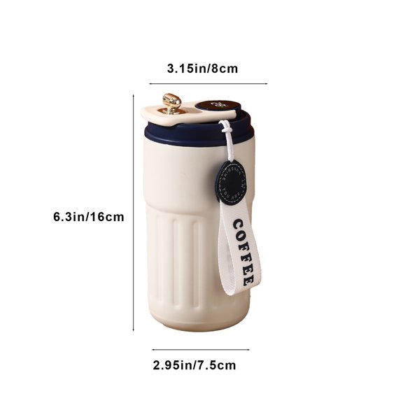 Double Layer Vacuum Insulated Mug 15 fl oz for Hot and Cold Drinks, 304 Stainless Steel Travel Tumbler for Coffee and Wine, Leak Proof Thermal Cup for Office and Outdoor