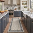 thumbnail image 4 of KUETH 2X8 Machine Washable Runner Rug, Low Pile Non-Slip Backing Carpet for Hallway, Kitchen and Bedroom, Pet-Friendly Vintage Floral Runner Rug, Blue, 4 of 7