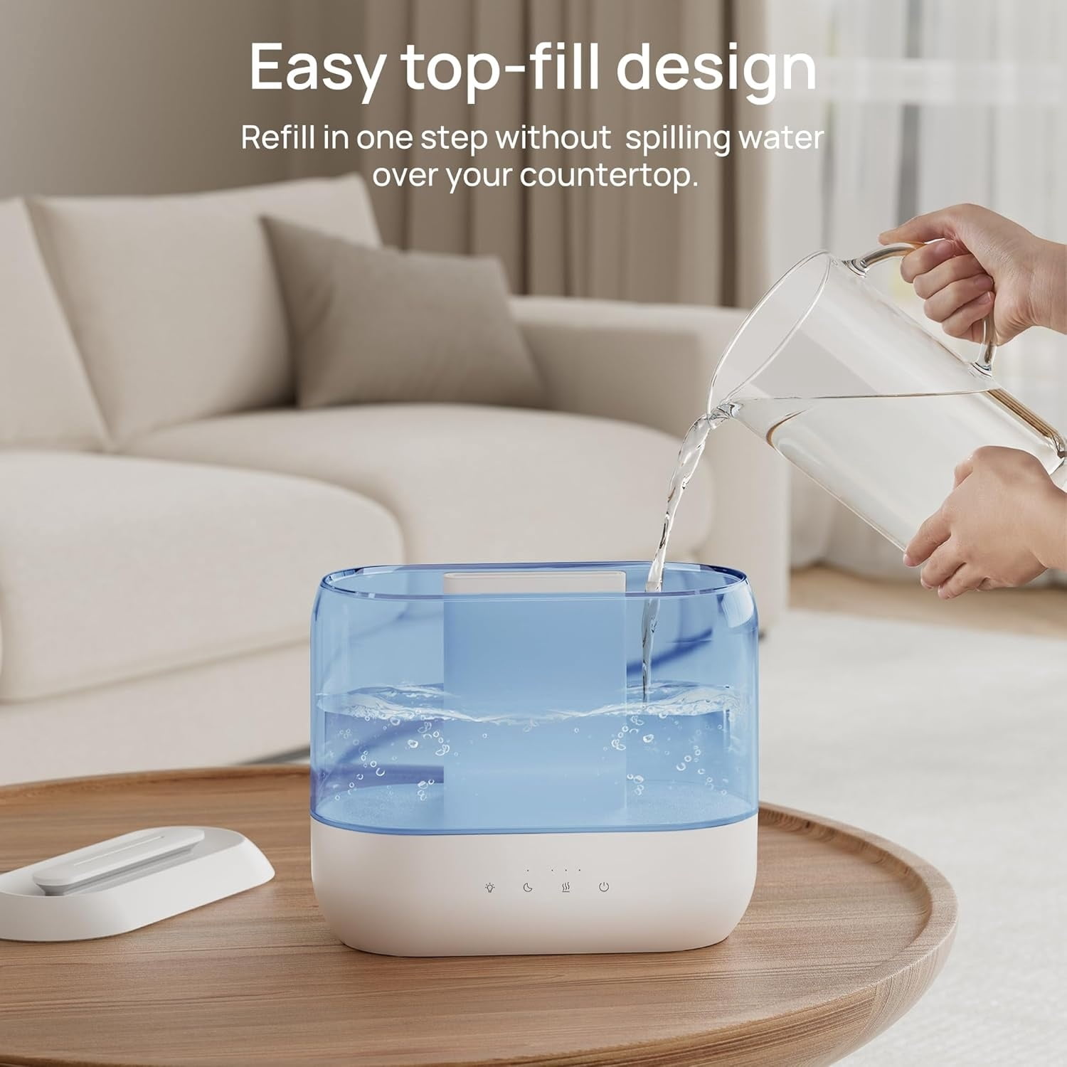 Humidifiers for Bedroom, 4L Top Fill for Large Room, 36H Runtime, 28 dB Quiet Supersized Cool Mist Air Humidifier for Baby Nursery, Plants, Indoor, Night Light, Easy to Clean & Fill, Blue