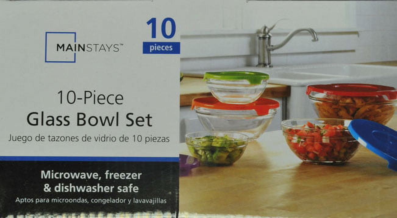 Mainstays Glass Mixing Bowls, 10 Piece Set , Home Kitchen