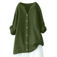 thumbnail image 2 of CHICLOOM Summer Tops for Women Long Sleeve Muslin Elegant Plain T Shirt V Neck With Buttons Oversize Large Sizes Women Blouses, 2 of 4