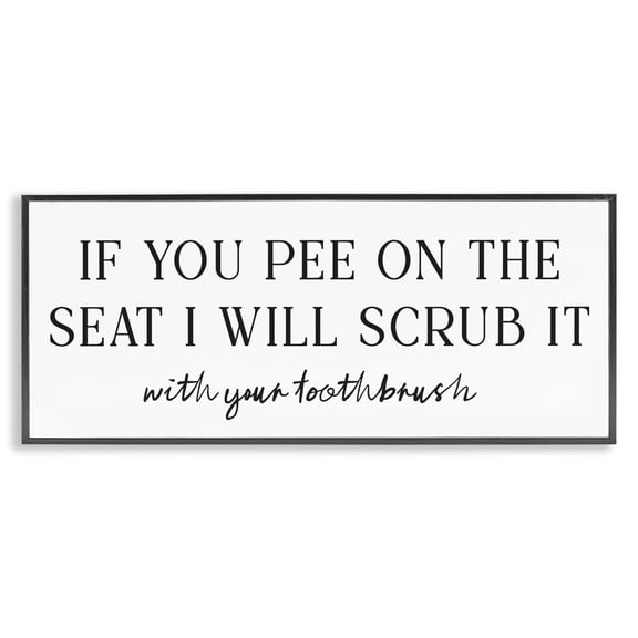 Stupell Industries Pee On The Seat Humor Black Framed Giclee Art, design by Lettered and Lined