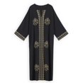 thumbnail image 4 of Beach Kaftan Dresses for Women Plus Size Caftan Loungewear Mexican Embroidered Dress Long Beach Tunic Summer Elegant Vacation Outfit Long Sleeve Robe, 4 of 10