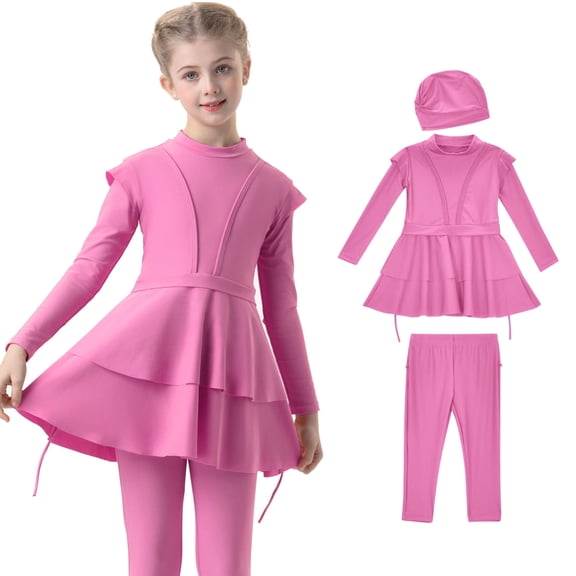 Toddler Rash Guard for Girls 3 Piece Full Cover Swimwear Beachwear Top Pants Cap Quick Dry Summer Beach Swimsuit for Girls Toddler 2-3 Years Bathing Suit Girls