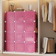 thumbnail image 3 of 12-Cube Modular Shoe Storage Cabinet with Doors – Stackable, Expandable Storage Organizer – Customizable Plastic/ABS, Dustproof, Space-Saving Shoe Rack – Pink, 3 of 8