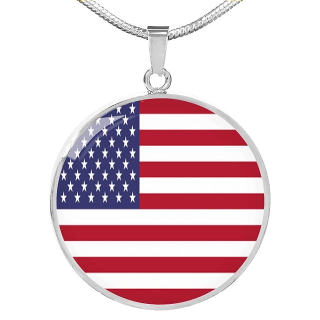 Collier Drapeau Américain en Acier Inoxydable Ou or 18k 18-22 Pouces