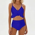 thumbnail image 2 of Swimsuits for Women Ruffled Bikini Stylish Adjustable Solid Color for Beach Blue Swimwear for Women XS, 2 of 4