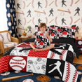 thumbnail image 5 of Erosebridal Red Black Baseball Patchwork Bedding Comforter Set, Sport Full Bedding Set for Boys and Girls, Black Reversible 7pcs, 5 of 6
