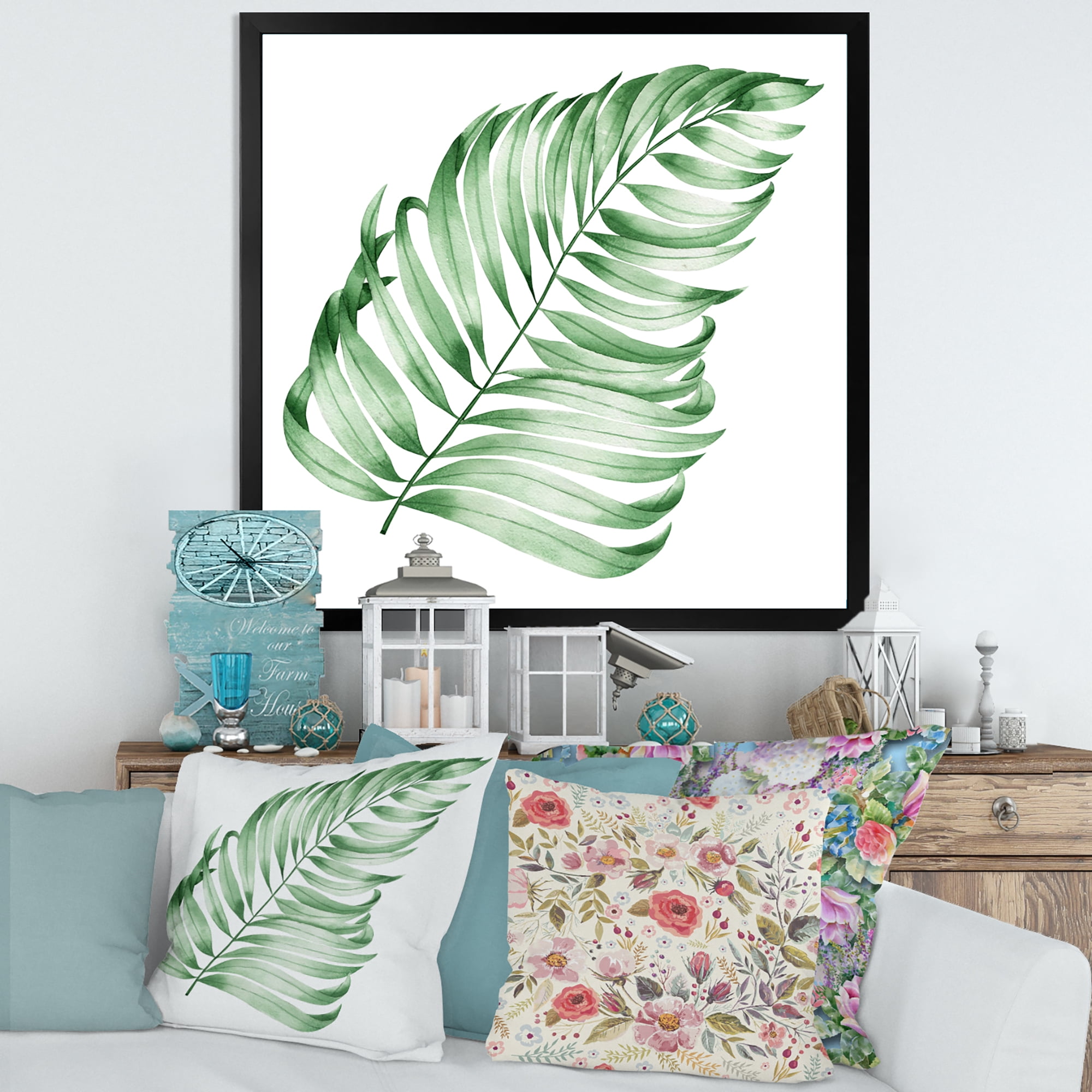 Designart 'Close Up Of Tropical Leaf Of Monstera II' Farmhouse Framed Art Print