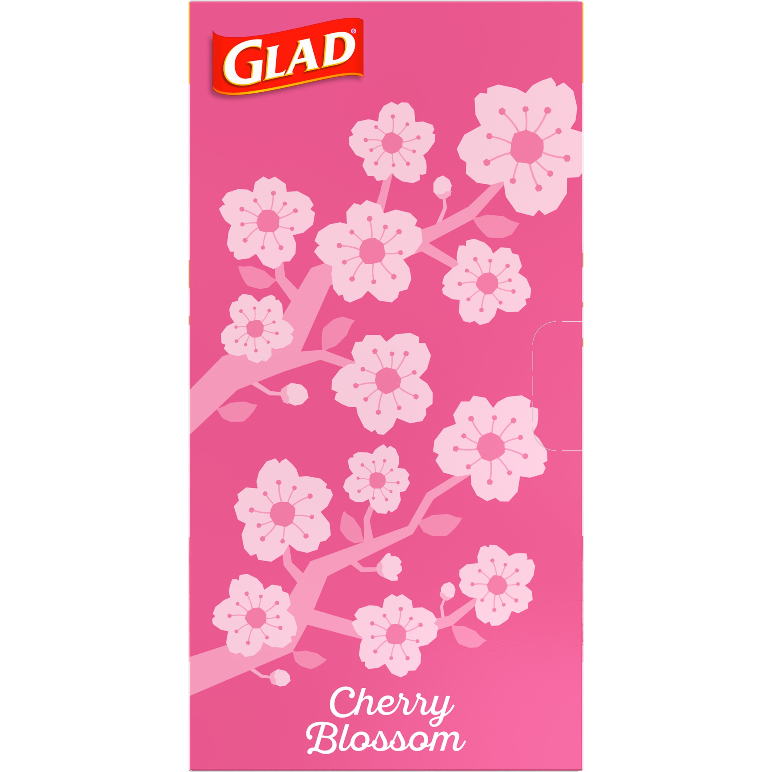 Glad fashion ad promotes pink cherry blossom trash bag