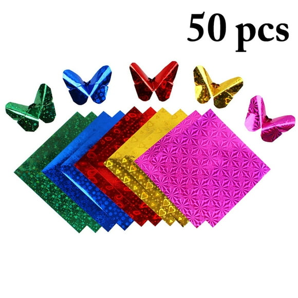 50PCS Papier Origami Bricolage Paillettes Feuille Origami Feuille Carrée pour Projet d'Artisanat d'Art