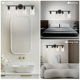 thumbnail image 2 of 4-Light Modern Vanity Light with Clear Glass Shade - Dimmable Bathroom Black Wall Lamp for Mirror, Kitchen, Hallway, 2 of 10