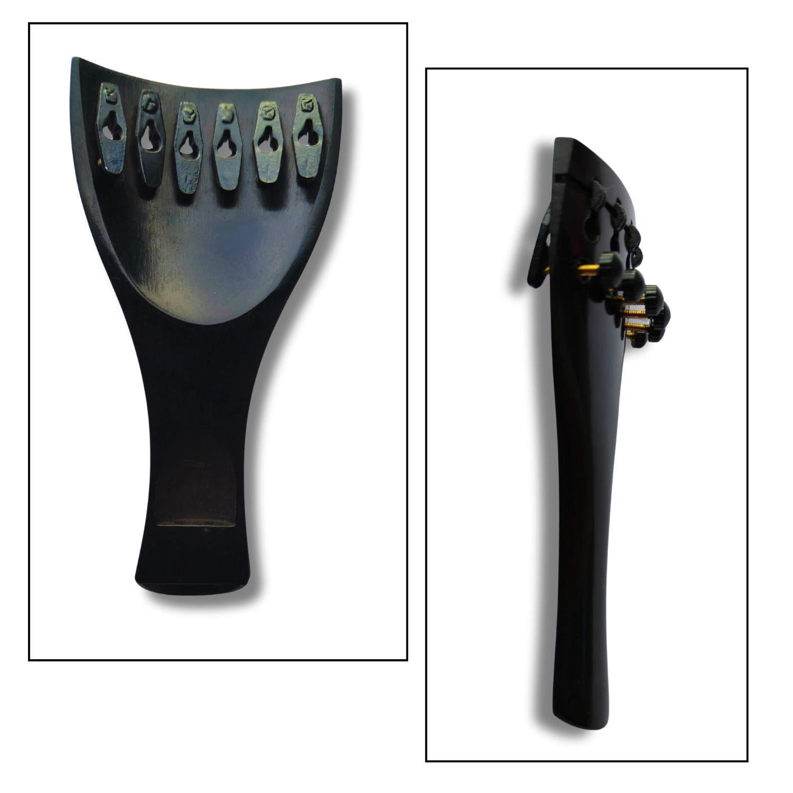 Violin Tailpiece 5 String Harp Model Round 4/4, Light Tuners, Crafted from Premium Ebony Wood, 6 String Harp Round SET OF 1 PCS