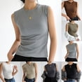 thumbnail image 5 of Women Cotton Round Neck Camisole Vest Basic Sleeveless Undershirt Tops Slim Tees, 5 of 9