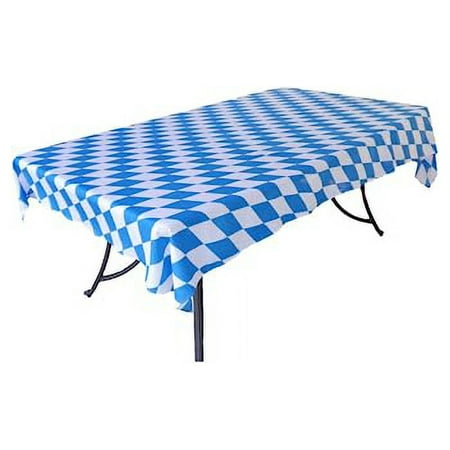 Oktoberfest Decorations Party Essential, Plastic White and Blue Checkered Tablecloth Roll, 54" x 100' Perfect for Men and Women, Must Have Oktoberfest Party Supplies | OktoberfestH