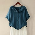 thumbnail image 2 of Blouses pour Femmes Col Rond Décontracté Bouton Basique Confortable Tee Lounge Tendance Léger Été Vacances Chemise Douce 2025, 2 of 6