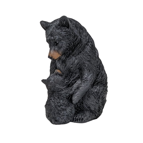 Black Bear Mom and Baby Figurine – Resin Wildlife Sculpture for Cabin, Lodge, or Woodland Decor – Adorable Bear Statue for Shelf, Mantel, Tabletop – Gift for Nature & Animal Lovers and Mother's Day