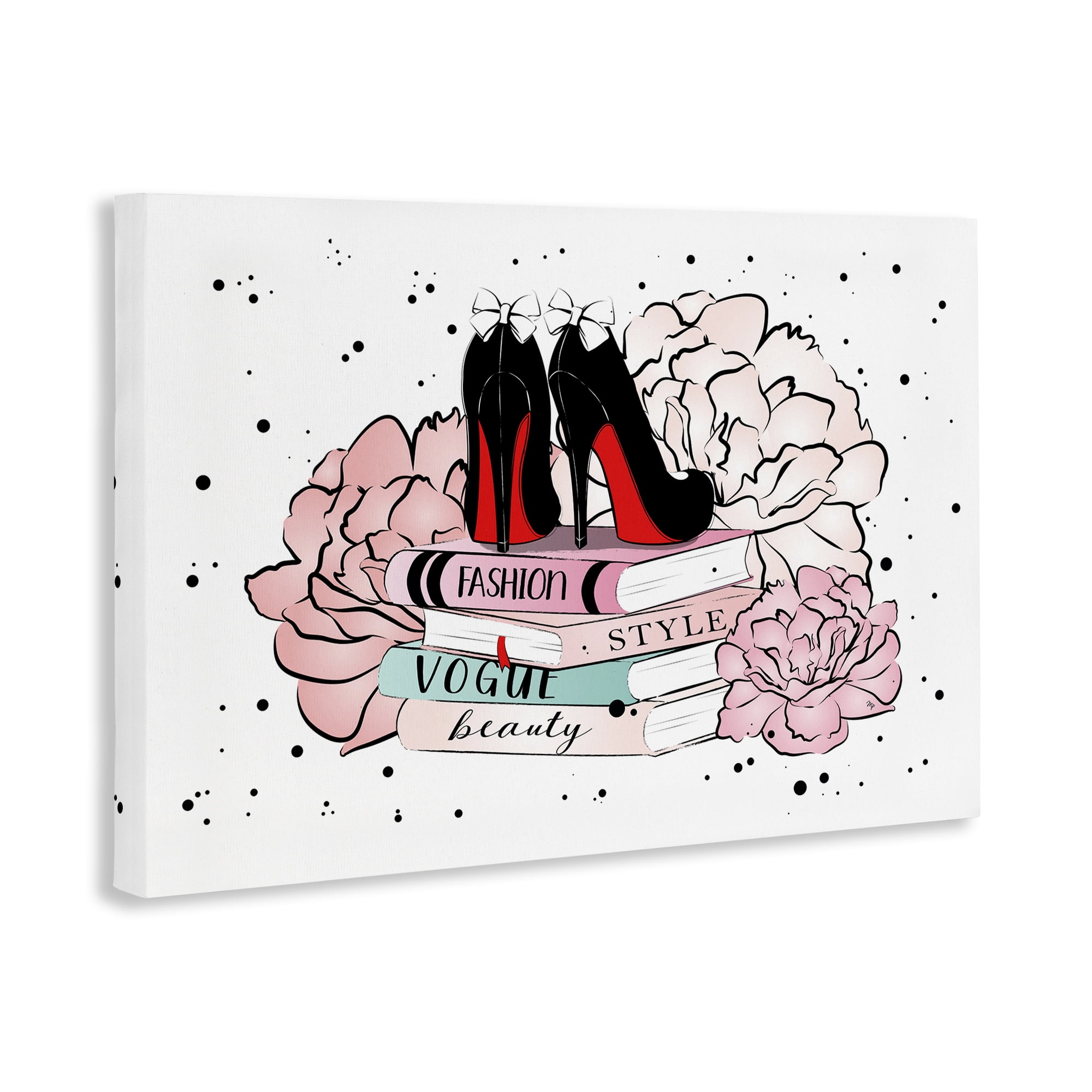 Stupell Industries Floral Fashion Books Fashion Painting Wrapped Canvas Art Print Wall Art, 30 x 20