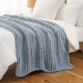 thumbnail image 2 of Battilo Bluish Grey Chunky Knit Throw Blanket,Handmade Cable Knit Crochet Blanket for Home Decor,50"x60", 2 of 8