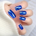 thumbnail image 6 of (Buy 2 Get 1 Free)Wine Red Press on Nails Medium Square Fake Nail With Chrome Designs Wine Red Mirror Metal False Nails Glossy Full Cover Acrylic Artificial Stick on Nail for Women 24 Pcs, 6 of 11