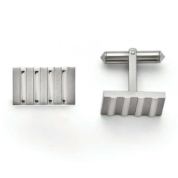 Titanium Polished and Brushed Stripes Cuff Links