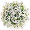 thumbnail image 2 of Artificial Flowers for Outdoors Plants Fake Plants Uv Resistant Faux Plastic Daffodils Flower Greenery Boxwood for Spring Planters Outdoor Front Porch Garden Porch Patio Decoration (White), 2 of 5